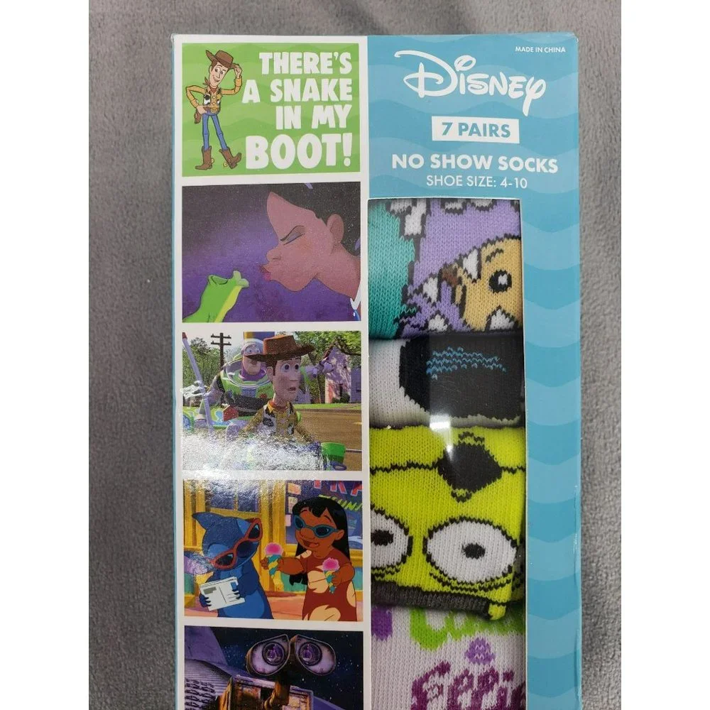 Disney 7 Pairs No Show Socks‎ Shoe Size 4-10
